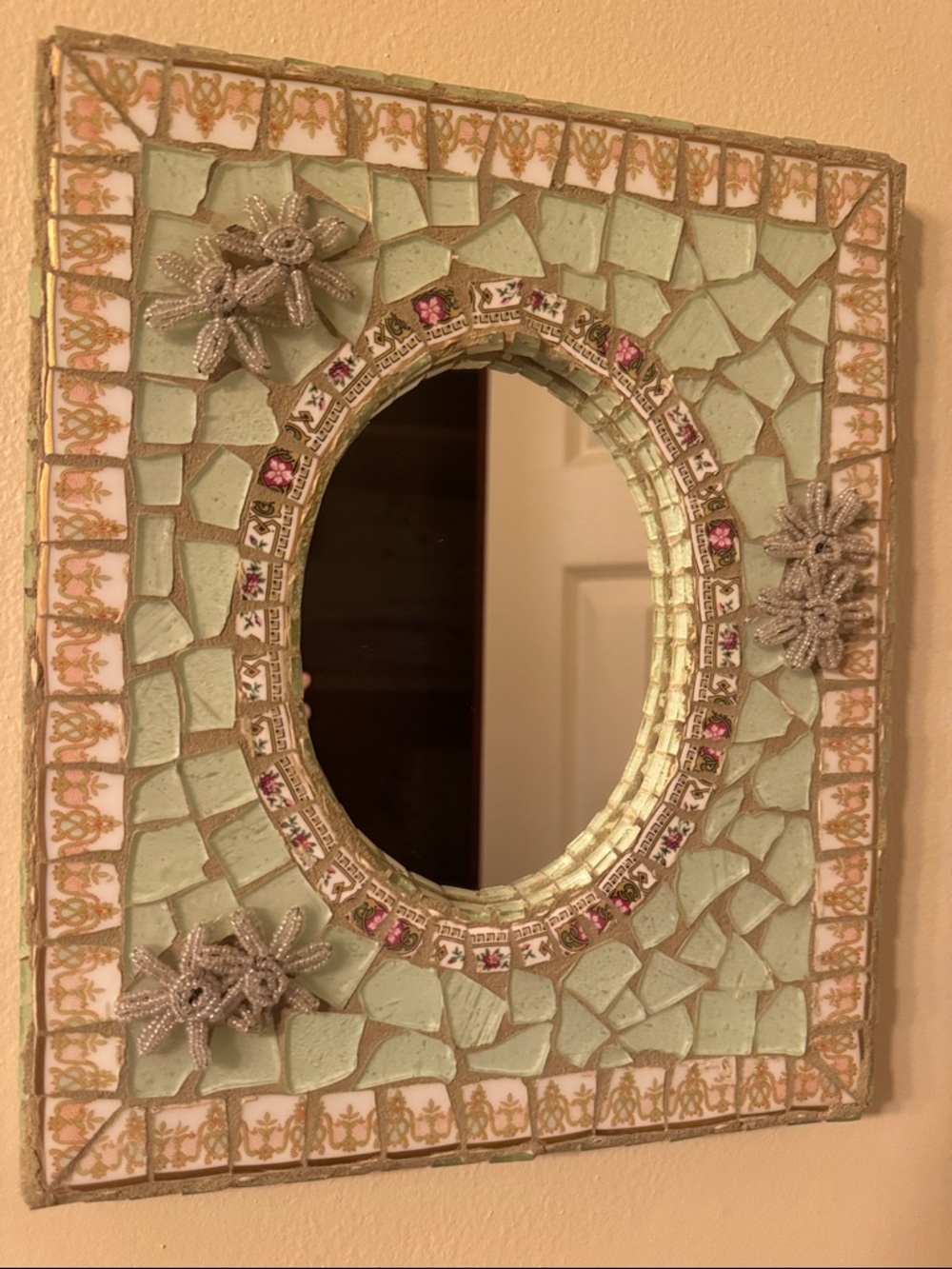 Mosaic mirror 11.5” x 10”